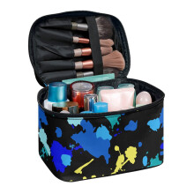 Blue Yellow Accent Makeup Bag Travel Cosmetic Bag Portable and Durable Double Zip Travel Make Up Organizer Cosmetic Storage Teacher