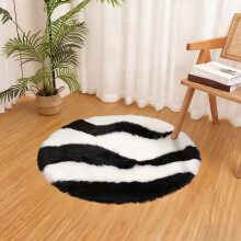 Round Velvety Area Rug, 23.62" Soft Polyester Floor Mat for Bedroom, Entryway, Living Room—Black Contemporary Decor Mat