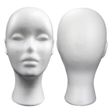 Foam Female Mannequin Head with Ears White 1 pc