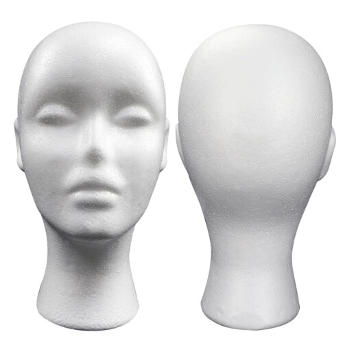Foam Female Mannequin Head with Ears White 1 pc