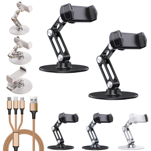 Adjustable Phone Stand for Desk Bed Treadmill Airplane 2 Pcs