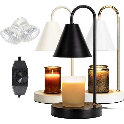Electric Candle Warmer Lamp Black Dimmable with 2 Bulbs
