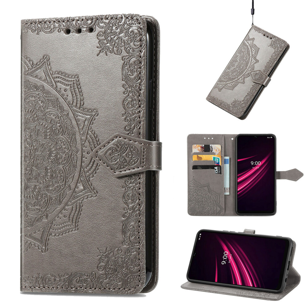 Samsung Galaxy A15 5G Wallet Case Embossed Pu Leather Gray 971050799223