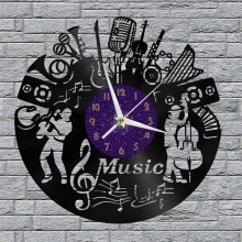 Play an instrument Vinyl Wall Clock, Vinyl Record Clock Wall Art Silent & Non-ticking(12 inchs P)