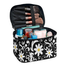 Medicine Travel Organizer Bags Polyester Portable and Durable Multipurpose Cosmetic Bag White Daisies