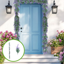 XiYing 5.9Ft Artificial Lavender Garland, 60 Blooms Plastic Vine, Bendable for Indoor Outdoor Wall Door Mantle Wedding Party Decor, 1 Piece