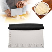 Stainless Steel Bench Scraper with Scale, Dough & Pastry Cutter, Food Chopper – 5.9"x4.33", Black