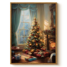 Vintage Christmas Wall Art Prints – Pine Tree Botanical Winter Posters, Unframed Xmas Canvas Painting for Bedroom, Bathroom, Living Room, Office