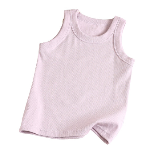 Kids Tank Top Ribbed Sleeveless Undershirt Solid Color