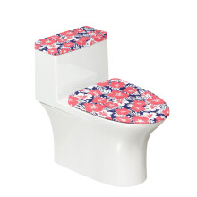 Set of 2 Toilet Top Cover Set Universal Polyester Fabric, Elastic Bottom, Modern Bathrooms, Floral Print