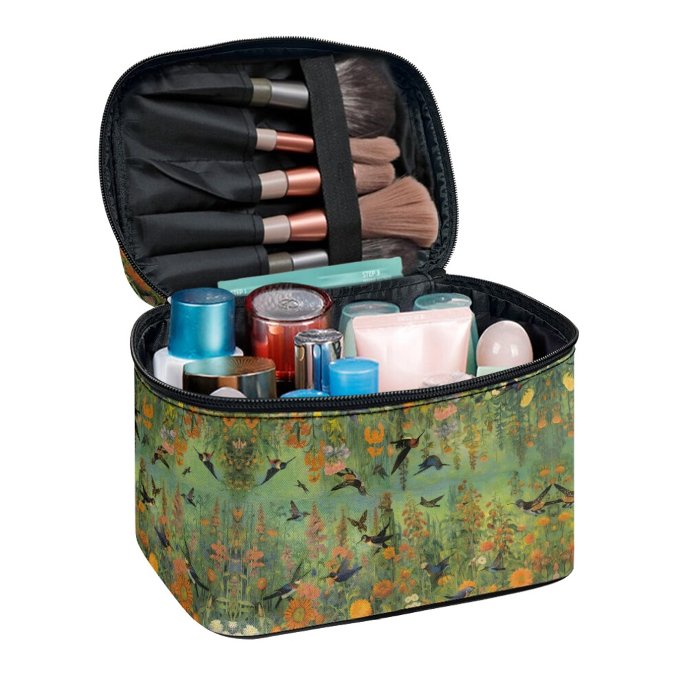 Cosmetic Organizer Bag with Brush Slots for Travel