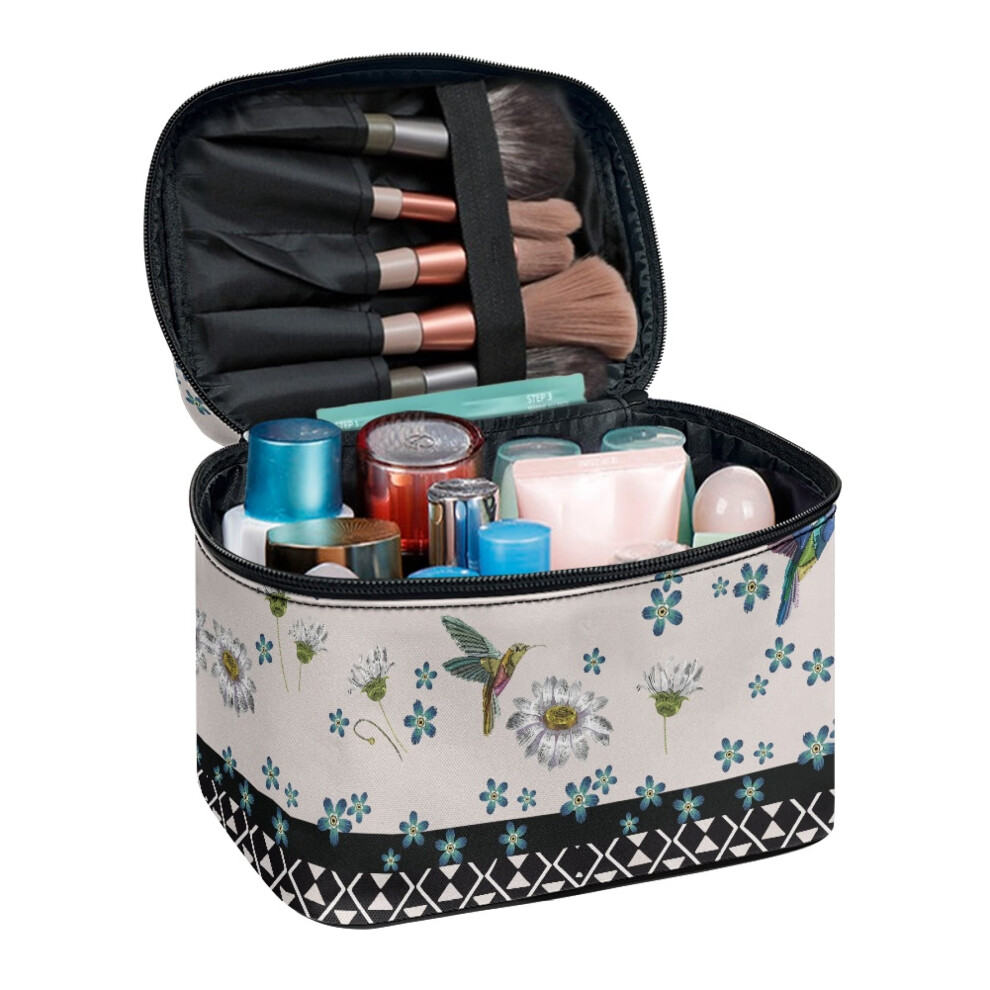 Cosmetic Case Polyester Floral Hummingbird Design 1 Pack