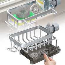 Kitchen Sink Caddy, Adjustable Multifunction Sponge Holder for 0.7-1.1" Pipes
