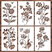 Large Flower Stencils for Wood Reusable Floral Templates DIY Wall Hedge Decoration Rose Sunflower Peony Patterns Home Decor Art Craft