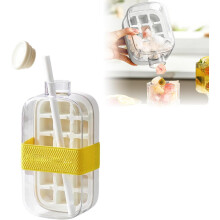 Ice Cube Bottle with Touch-Free Tray, Silicone Ice & Water Cup in One, Easy Release – Compatible with Freezer