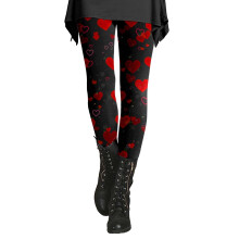 Women's Valentine's Day Red Heart Flare Leggings, Sporty Skinny Tights for Workout – Beige, M (Compatible with Gym & Casual Wear)