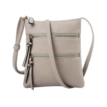 Multi Zipper Pocket Crossbody Bag with Adjustable Strap, Lightweight Travel Purse, Daily Small Messenger Pouch