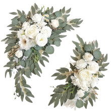 Faux Arch Flower Swag Set of 2, Greenery Garland for Wedding Decor Ceremony and Reception Backdrop Decoration