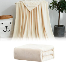 Solid Color Double Velvet Luxury Blanket, Super Soft & Warm, All-Season Use, 28x40in, Beige – Sofa, Nap, Bed Throw or Home Decor