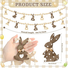 Easter Egg Hanging Ornaments Brown Wooden Bunny Garland 78.7 Inch,Fireplace Home Decoration,Easter Spring Party Ornaments Gifts