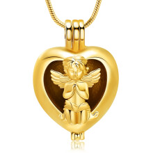 Angel Lady Charm Locket Memorial Ash Eternity Urn Necklace for Ashes Cremation Jewelry Ashes Pendant Keepsake Jewelry for Human / Pet