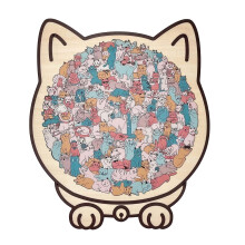 Colored Cat-Shaped Wooden Jigsaw Puzzle, 135-Piece, Compatible with Cat Lovers & Home Decor