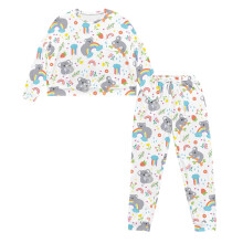 Koala Rainbow Printed Pajamas Set for Women Floral Printed Sleepwear Soft 2 Piece Pjs Set Long Sleeve Tops Jogger Pants Pajama Sets, XL