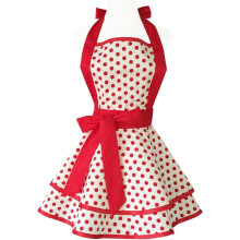 Lovely Handmade Cotton Retro Aprons for Women Girls Cake Kitchen Cook Apron for Mother's Gift (Black)