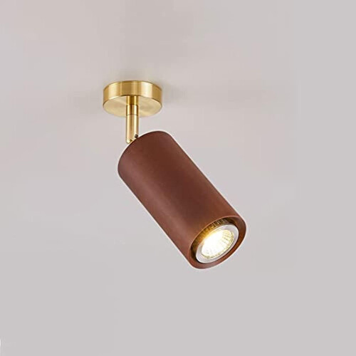 Walnut Wood LED Ceiling Spotlights Fixed Track Rotatable