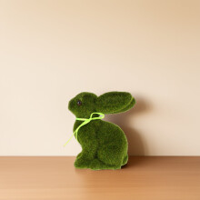 Artificial Moss Bunny Figurine Green Easter Rabbit Statue for Home and Garden Decor