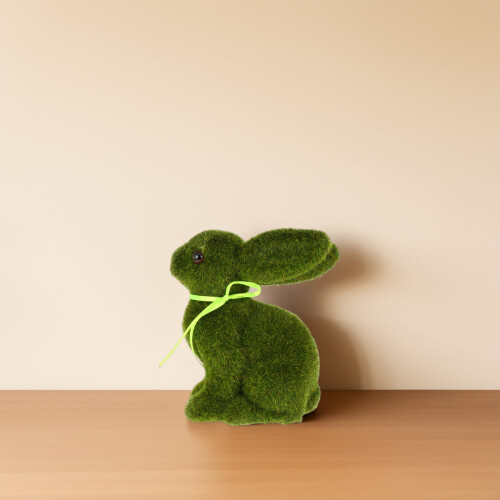 Artificial Moss Bunny Figurine Green Easter Rabbit Statue for Home and Garden Decor