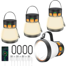 4-Pack LED Camping Flashlight, 1500LM, Rechargeable w/ Solar Panel, 8 Modes, 7500mAh Power Bank, Emergency & Outdoor Use