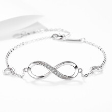 Sterling Silver Zircon Infinite Love Bracelet 8-Shaped