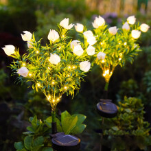 Uiz Merueh Solar Garden Lights, Waterproof Outdoor Decor with Solar Gardenia Flowers, Compatible with Garden/Yard