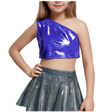 Girls Sequin Crop Top Fashion Party Short Blouse