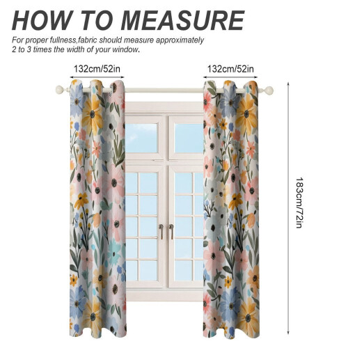 Floral Printed Window Curtains Blackout Thermal Insulated 1