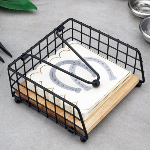 Rustic Metal Napkin Holder Square Table Organizer for 1