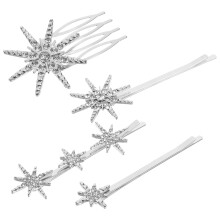 Metal Hair Clips Silver 4 Pieces