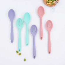 5-Piece Silicone Cooking Spoons, 8", Food-Grade, Heat-Resistant, Nonstick, Slotted, Black – Compatible with All Cookware