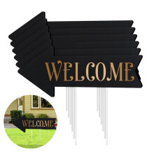 Black Double-Sided Yard Sale & Wedding Direction Signs with Metal Stakes, Corrugated Plastic, for Lawn/Garden (6-Pack)
