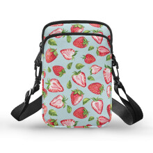Strawberry Pattern Design Birthday Holiday Present Double Layer Shoulder Bag Stylish for Daily Commute or Casual Outings