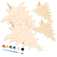 Unfinished Wooden Christmas Tree Craft Set Beige Wood Crafts Holiday Decoration 26x20.5in 1 Set
