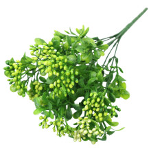 7-Head Artificial Fall Flowers Bouquet with Baby's Breath, Compatible with Milan Fruit Arrangements, 14" Green Autumn Decoration