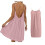 Women's sleeveless open-back summer dress pink medium length 1