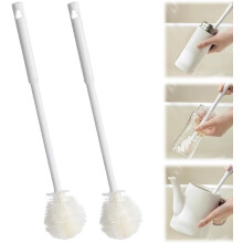 Soft Bristle Silicone Cup Brush, 360 Flexible Bottle Brush with Long Handle, for Narrow Neck Containers & Lids – 12.4", 2Pcs