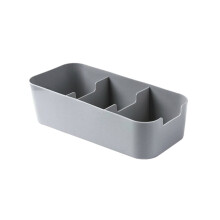Bloomloom Closet Underwear Organizer Box, 3-Cell Stackable Dustproof Linen Drawer Dividers, Washable for Socks, Lingerie, Ties, Scarves – Grey
