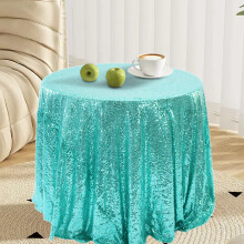 AuroraX round tablecloth mint green glitter 47x47 in