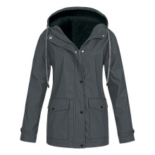SYMOID Womens Dark Gray Hooded Parka - Fleece Lined Warm for Fall Winter, Sizes S-XXXXXL with Snap Pockets & Adjustable Hood,Size M