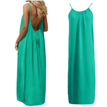 Women's sleeveless backless cami dress green long beach