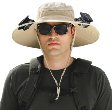 Solar Fan Hat,Outdoor Wide Brim Sun Hat with 2 Solar Fan,UV Protection Hiking Camping Fishing Hat for Men and Women